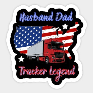 Husband Dad Trucker Legend Hero Sticker